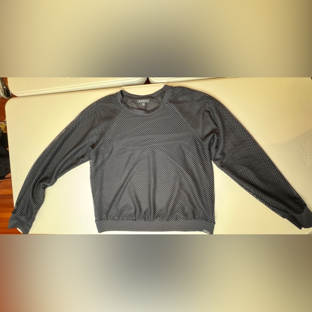 Koral Sofia Mesh Long Sleeve Top Dark Navy Athletic Pullover Size Large Made in - Picture 14 of 15